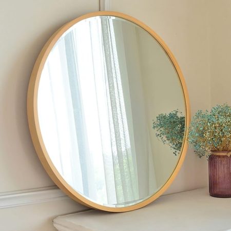 hand crafted round wall mirror